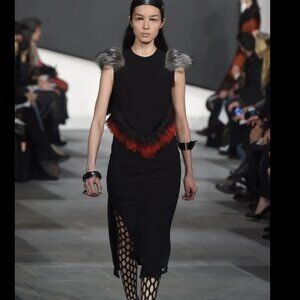 PROENZA SCHOULER Fall 2015 Fur-Trimmed dress NWT 4